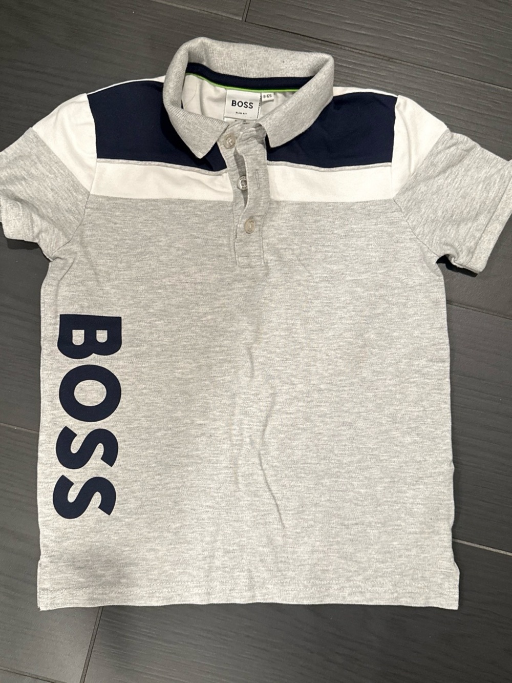 Boss Light Gray Polo with Navy and White Accents